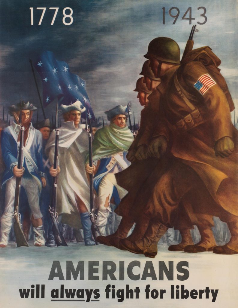 Cartaz sobre a entrada dos EUA na Segunda Guerra. 