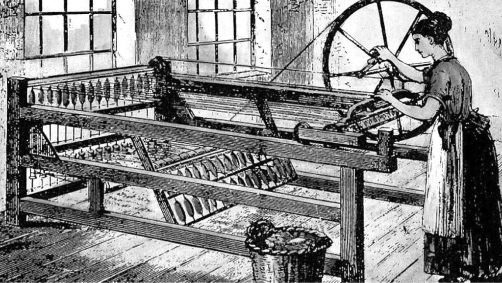 A Spinning Jenny é uma das diversas máquinas criadas durante a Revolução Industrial.