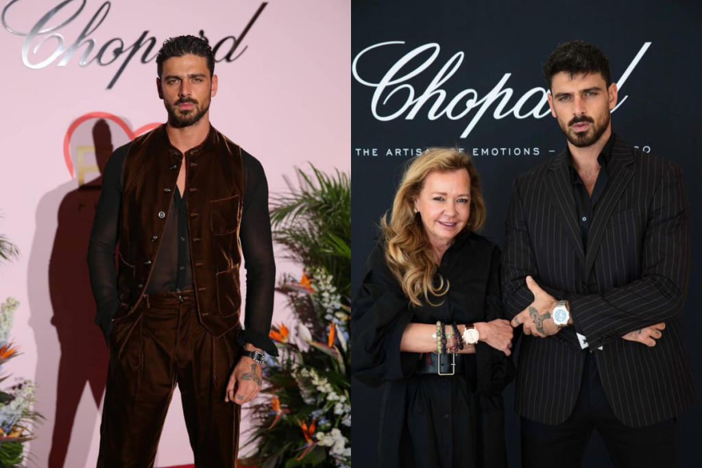 Após se tornar embaixador da Chopard, Michele Morrone representou a marca pela primeira vez em evento oficial.